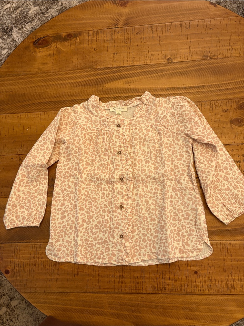 Jessica Simpson Light Pink Leopard Print Button-Front Girls Blouse
0118